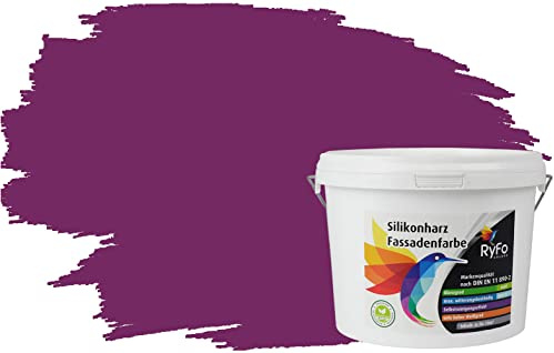 RyFo Colors Silikonharz Fassadenfarbe Lotuseffekt Trend Aubergine 3l - bunte Fassadenfarbe, weitere Violett Farbtöne und Größen erhältlich, Deckkraft Klasse 1