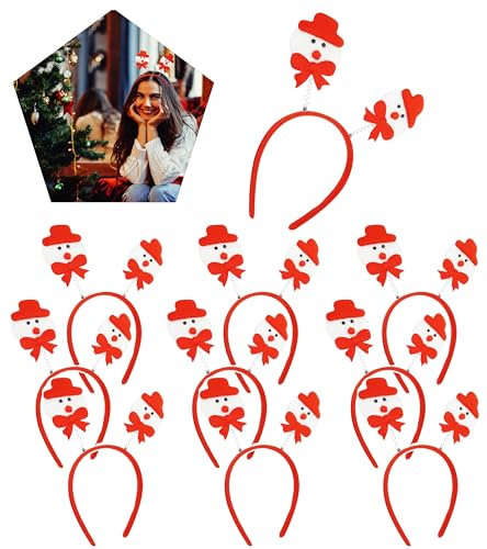 10 x Weihnachten Teddybär Weihnachtsmannmütze Rot Stirnband für Frauen Mädchen Xmas Party Kostüm Kopfbedeckung Urlaub Spaß Festlicher Kopf Bopper (Teddybär mit Weihnachtsmannmütze)