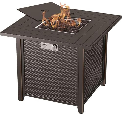 Propangas-Feuerstellentisch, 76,2 cm, Propangas-Feuerstellentische für den Außenbereich, Terrasse, 50.000 BTU, CSA-zugelassener rechteckiger Feuerstellentisch, Balkon, Hinterhof und Garten