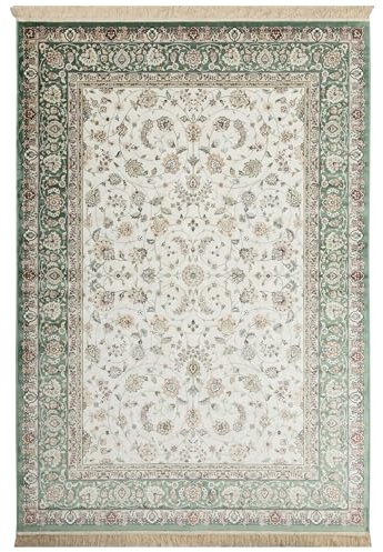 Steffensmeier Kurzflor Teppich Riad | Wohnzimmer | Orient | Pflegeleicht | Tabriz Grün, Größe: 195x300 cm
