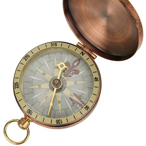 Vintage Taschenuhr Metall Kompass antike Messing Klappdeckel Kompass mit automatischer Klappdeckel und tragbar für Outdoor Rucksacktouren, Camping, Wandern