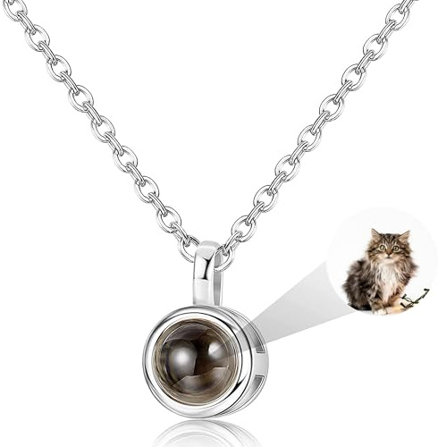 Auinniuz Collana Con Proiezione In Argento Sterling – Collana Personalizzata Con Foto All'interno – Regalo Esclusivo Per Lei Argento
