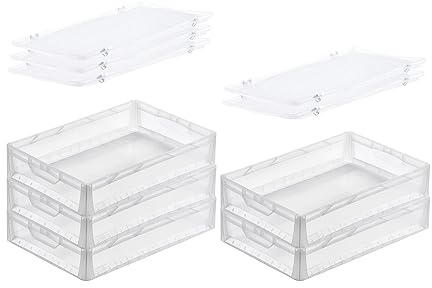 PROREGAL SuperSparSet 5x Transparenter Eurobehälter LightLine mit offenem Griff & Auflagedeckel | HxBxT 12x40x60cm | 24 Liter | Eurobox Transportbox Transportbehälter Stapelbehälter