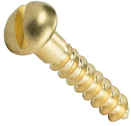 DUnLap Dübel Schrauben Set M2-M6. Massiv Messing Runde Kopf Holz Schrauben Schlitzantrieb Selbstschneidende Arbeitswerkzeuge Spanplatte Schlitz Rundkopf Kupferschraube Schrauben(Color:M3 20PCS)