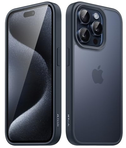 JETech Matt Hülle für iPhone 15 Pro 6,1 Zoll, Stoßfest Militärstandard FallSchutz Handyhülle, Mattierte Rückseite Schutzhülle, Anti-Fingerabdruck (Blau)