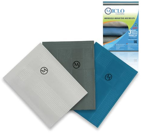 Set of 3 Professional Microfibre Cloths, Durable Cleaning Cloths with Only Water, Streak- and Lint-Free, Ultra Soft & Large Cloths for Kitchen, Bathroom, Window, Glass Car | 16''x24'' Dark Series