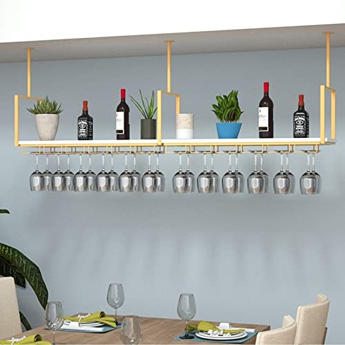 Mensola a Muro per portabicchieri da Vino - Loft Porta calici a Parete, portabottiglie in Legno massello in Stile Europeo a soffitto, può sopportare 70 kg di mensola Galleggiante,