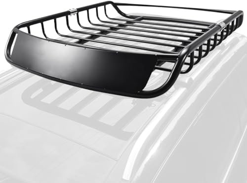 SOARS Baca Coche Universal, Cesta de Techo Coche, Baca de Hierro con Revestimiento Anticorrosión y Antioxidante, Cofre Techo Coche, Portaequipajes de Metal Carga 110 KG, 120 x 98 x 16,5 CM (Tipo A)