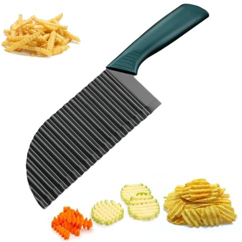 Wellenschneider für Gemüse,Riffelmesser Wellenmesser Kinder Wellenschnittmesser,Geriffeltes Messer,Buntmesser für Wellenschnitt,Pommes Wellenmesser,Messer Geriffelt,Buntmesser für Erwachsene & Kinder
