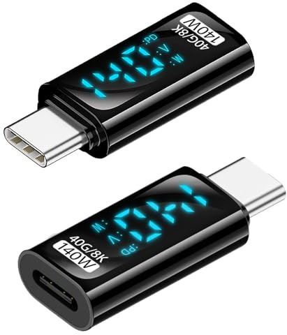 QIANRENON Adaptador de pantalla digital USB 4.0 C de 140 W, 40 Gbps, USB tipo C 4.0 macho a hembra, carga de vigilancia, puerto de detección, voltaje de potencia, 8 K@60 Hz, para Thunderbolt 3 Steam