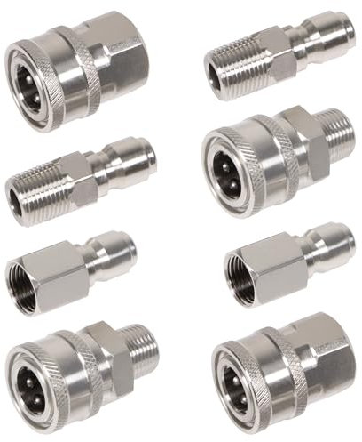 3/8 Inch 3/8'' Pressure Washer Quick Connect Fittings Stainless Steel Adapter Set for NPT Male and Female Thread Kit