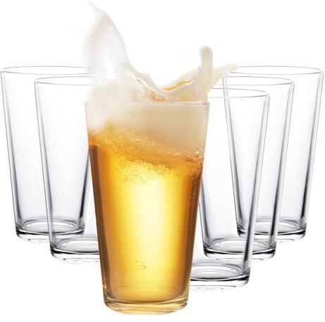 YAYODS Vasos de cerveza de trigo de 0,5 l, juego de 6 piezas, vasos de cerveza aptos para lavavajillas, vaso de cerveza de 470 ml, vasos de cerveza blanca, jarras de cerveza, vasos perfectos para el