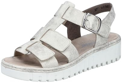 Rieker Femme V1361 Sandales compensées, Beige, 38 EU