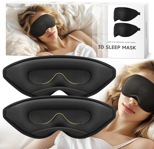 Uaszdau Schlafmaske, Augenmaske für Damen und Herren, Augenmaske zum Schlafen, 3D-Schlafmaske, 100 % lichtblockierend, Augenmaske für Wimpernverlängerungen, Augenbinde für Yoga, Reisen, Nickerchen, 2