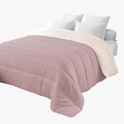 Corredocasa Piumone Letto Singolo Invernale, Made in Italy - Morbido Double Face, Trapunta Invernale da 350gr/mq Microfibra Manopesca Traspirante e Anallergica (Cipria/Beige, Singolo)