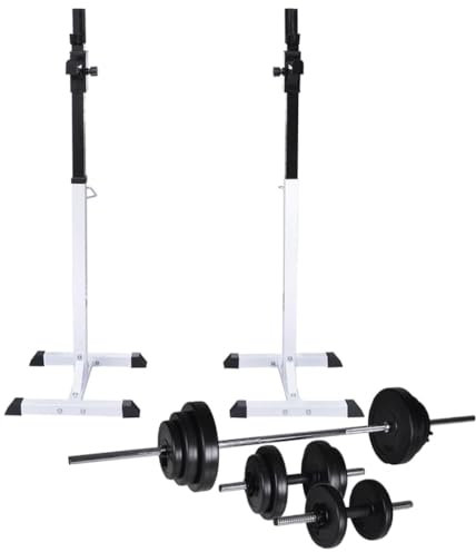 Übung & Fitness Langhantel Squat Rack mit Langhantel und Kurzhantel Set 30,5 kg Gewichtheben