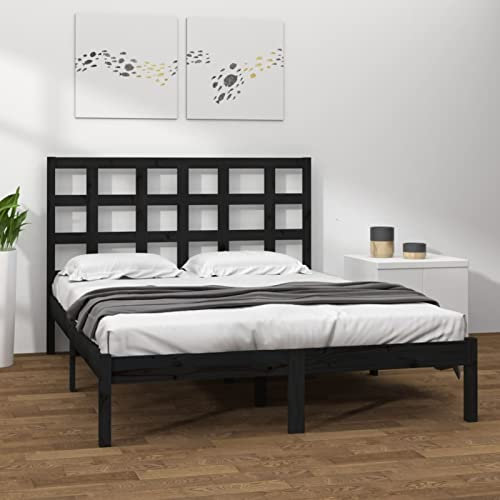 Iiaky Massivholzbett Bettgestell Bed Frame Bett Mit Bettkasten Hausbett Bett Massivholz Schwarz 200x200 cm - 3105494