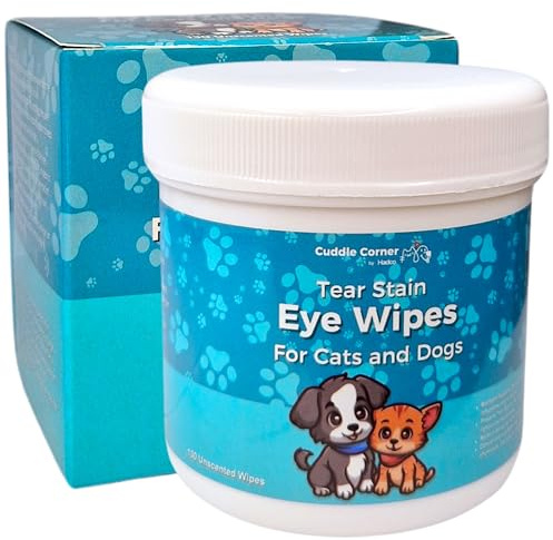 Cuddle Corner Pet Eye Wipes – 130 Tear Stain Remover Wipes for Dogs, Cats & Small Pets – Unscented, Pre-Moistened, Soft & Gentle Eye Cleaning Wipes for Daily Grooming