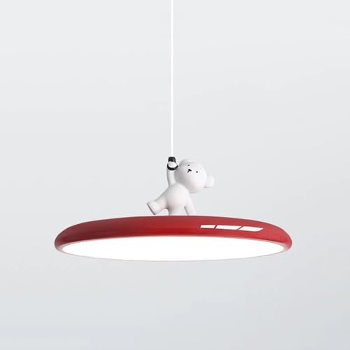 Lamp Luz Colgante de Oso de Resina Blanca, luz Colgante de platillo Volador LED, Accesorios de iluminación de Isla de Cocina Redonda Moderna, luz de Techo Colgante Lamp