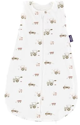 TRÄUMELAND Sommerschlafsack Baby Little Farm grün 0.5 TOG, leichter atmungsaktiver Babychlafsack aus 100% Baumwolle für heiße Sommernächte, Öko-Tex 100 zertifiziert, schadstofffrei & hautfreundlich