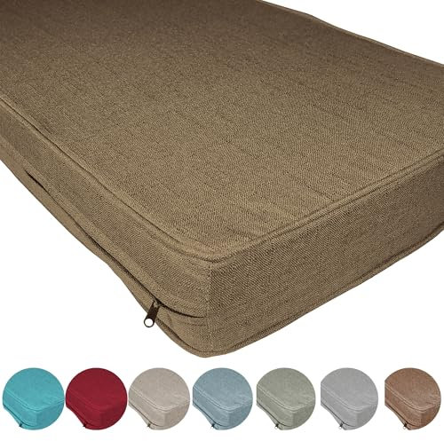 ZQXFZ Luxuriöser Leinenstoff Outdoor Bankauflage Nach Maß 50x140x3cm 50D weißer Schaumstoff，Mittlere Härte，leicht zu reinigen,Ganzjährig，Drinnen und draußen， Auflagen, Kissen & Polster -Khaki.
