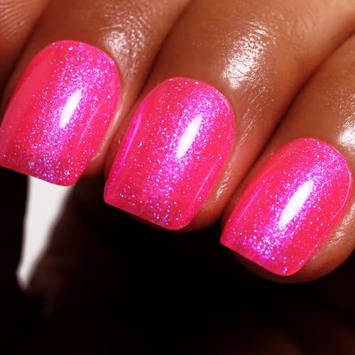 Ozzeal UV Nagellack Glitzer, 15ML Heiß Rosa Schillernd Glitzer UV Gel Nagellack Glitzernder Schimmer Gel Nail Polish Frühling Sommer Regenbogen Soak Off UV Led
