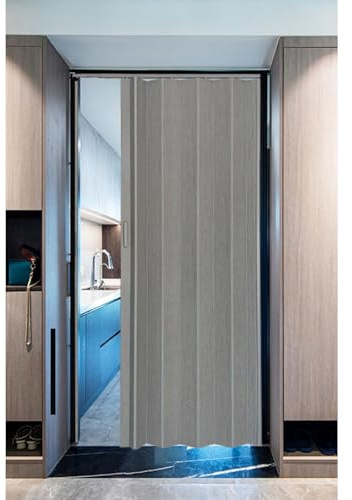 Grå Hopfällbara Dragspelsdörrar För Garderober/Flerfaldiga Innerdörrar 245 CM 230 CM 208 CM 203 CM Hög/Pvc-panel Rum Temporär Dörrparti, Vattentät(H 82IN/208CM,W 24IN(61cm))