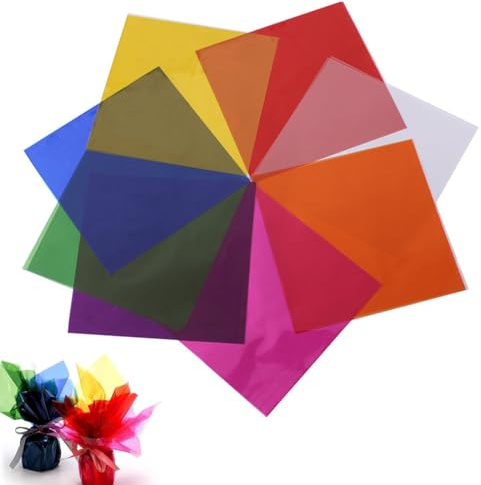 KEQAR 160 fogli di pellicola trasparente colorata per il fai-da-te e le confezioni di caramelle, confezioni di carta colorata (19 x 19 cm)