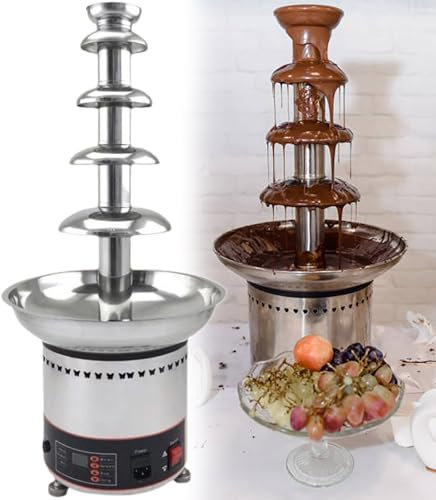 Fontana elettrica per fonduta in acciaio inossidabile, fontana di fusione del cioccolato a 5 livelli per feste, matrimoni ed eventi