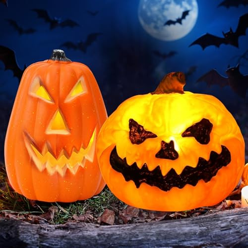 2 Stück Halloween Deko Kürbis, Kürbis Deko, für Party, Tischdeko, Herbstdeko (Stil B)