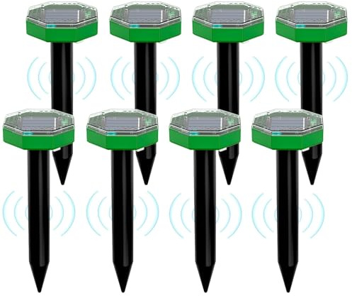 Taupe Ultrason Solaire Repulsif 8 Pièces,Repousse Les Taupes et Autres Rongeurs pour Le Jardin et Les Pelouses