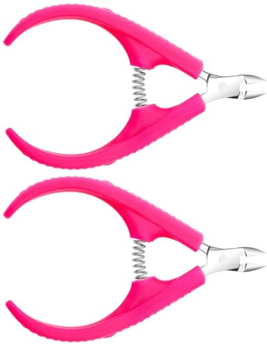 Toyvian Alicates Cortacutículas Profesionales Mango Plástico Antideslizante de Acero Inoxidable 2 Piezas para Eliminar Cutículas Muertas para Manicura y Pedicura