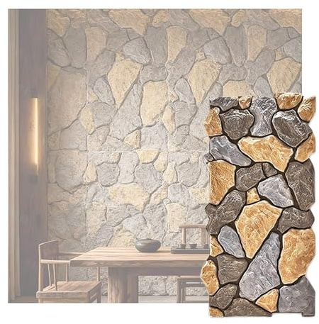 XLIHAWY 3D Faux Stone Wall Panels, PU Cement Texture Brick, Water Proof Lightweight Entrance Decoration Wall for Bedroom Outdoor Doorway(0.6x1.2m/23.6x47.2in/1pcs)
