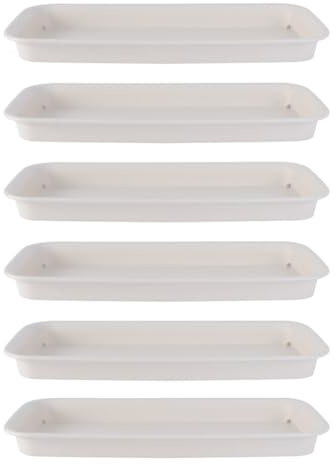 MAGICLULU Bandejas para Macetas 6 Pcs Beige 21x8,5 Cm Paleta Base de Plástico Duradero para Jardín Interior y Exterior, Bandeja Rectangular Recolectora de Agua para Macetero y Huerto