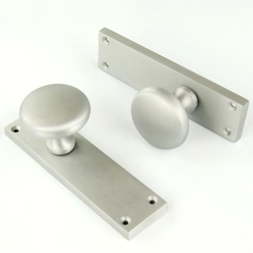 UNDERGROUND PARTS Satin Nickel Round Door Knobs Handles on Backplate Matt Brushed Silver Chrome