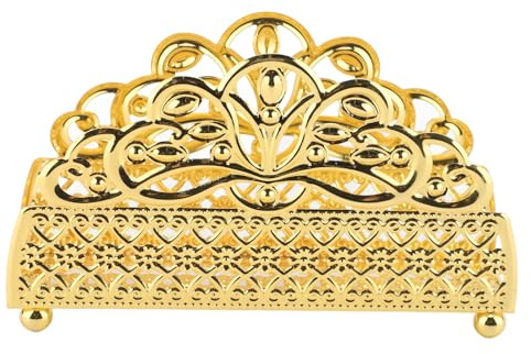 ANKROYU Porte-serviettes sur pied en fer doré, organisateur de bureau en métal élégant pour Table à manger, hôtel, Restaurant, décoration de maison (Modèle de grille)