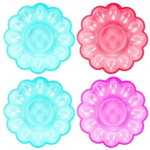 HAKIDZEL Estuche para Guardar Huevos de Plástico 4 Piezas, Organizador Práctico para Cocina y Armarios, Ahorro de Espacio y Fácil de Limpiar Color Aleatorio