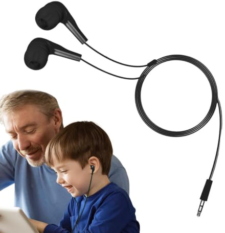 Cuffie con filo: connettore placcato in oro, cappucci in morbido silicone | guscio con isolamento acustico, profilo sportivo leggero | Accessorio uditivo per tablet, computer, console sullo schienale d