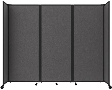 Versare Room Divider 360 Portable Wall Partition | Folding Panels | Large Freestanding Divider | Locking Wheels | Temporary Room Separator