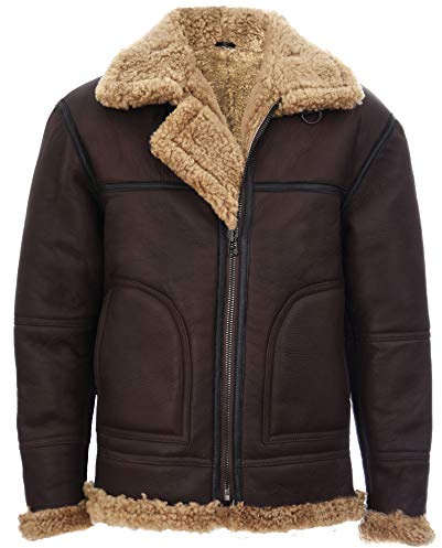 Brauner Ingwer B3 Lammfell Fliegerjacke Aus Leder Für Herren