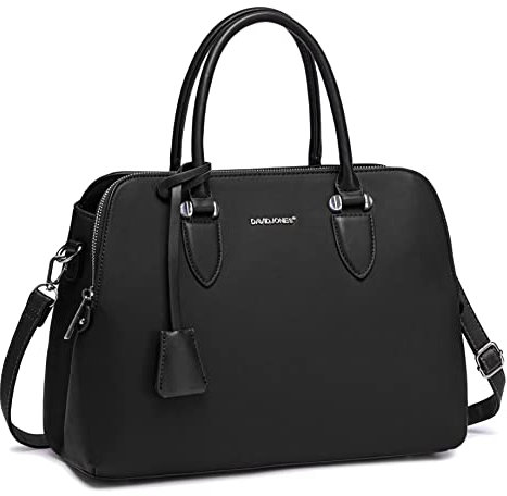 David Jones - Sac à Main Femme - Cabas Fourre-Tout Cuir PU Porté Epaule Bandoulière - Multi Poche Plusieurs Compartiments - Tote Ville Travail Elégant Classique Chic Dame - Noir