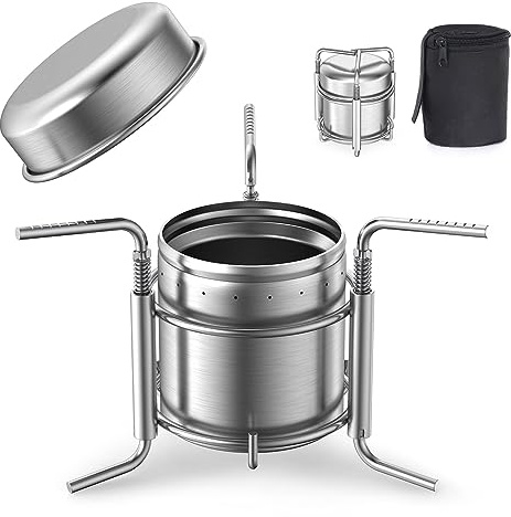 Lixada Camping Alkohol Herd Edelstahl Falten Mini Spirituskocher Picknick BBQ Cookout Herd