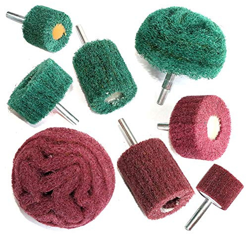 8PCS Non Woven Abrasive Buffing Polishing Wheel Drill Attachment Set,Scouring Pads Power Scrubber Cleaning Kit