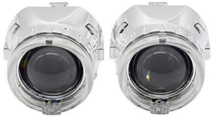 Angel Eyes Auto Scheinwerfer 2,5-Zoll-BI-Xenon-Projektor-Objektiv mit DRL-LED-Angel-Eyel-Austausch-Auto-Montagesatz for H1 H4 H7 Xenon-Automodell Freies Verschiffen (Color : White angel eyes)