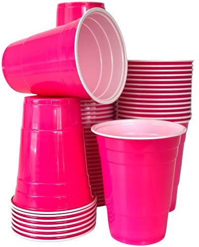 50 Pinke Trinkbecher 0,5 l | Bierpong Becher Set für Geburtstag & Festival | Plastikbecher robust & wiederverwendbar | Party-Cups spülmaschinenfest
