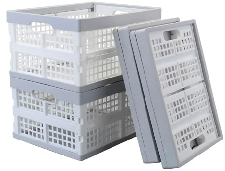 Zopnny 4-pack vikbar låda, hopfällbar förvaringslåda av plast, stapellåda, 15 l