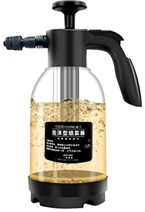 Sahgsa Skumspruta, 2 l handspruta med skumrengöring, pumpspruta bil tvättskum, tryckspruta rengöringsmedel, svart, plast, polyeten (PE), lyftventil, universal, biltvätt