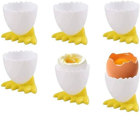 Norhogo Lot de 6 coquetiers amusants en plastique - Motif dessin animé - Pour enfants - Amusants - Pour œufs à la coque