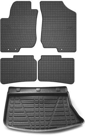 OMAC Fußmatten & Kofferraumwanne Set kompatibel mit Hyundai i30 2007-2012 Gummi TPE Schwarz 5X