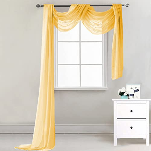 Lsimeru Überlänge Querbehang Freihanddeko Weinrot Transparent Voile Gardinen Querbehang Dekoschals Hochzeit Party Hintergrund Vorhang Deko 1 Stück,548x132cm